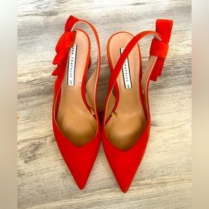 Retro Orange Bow Heel